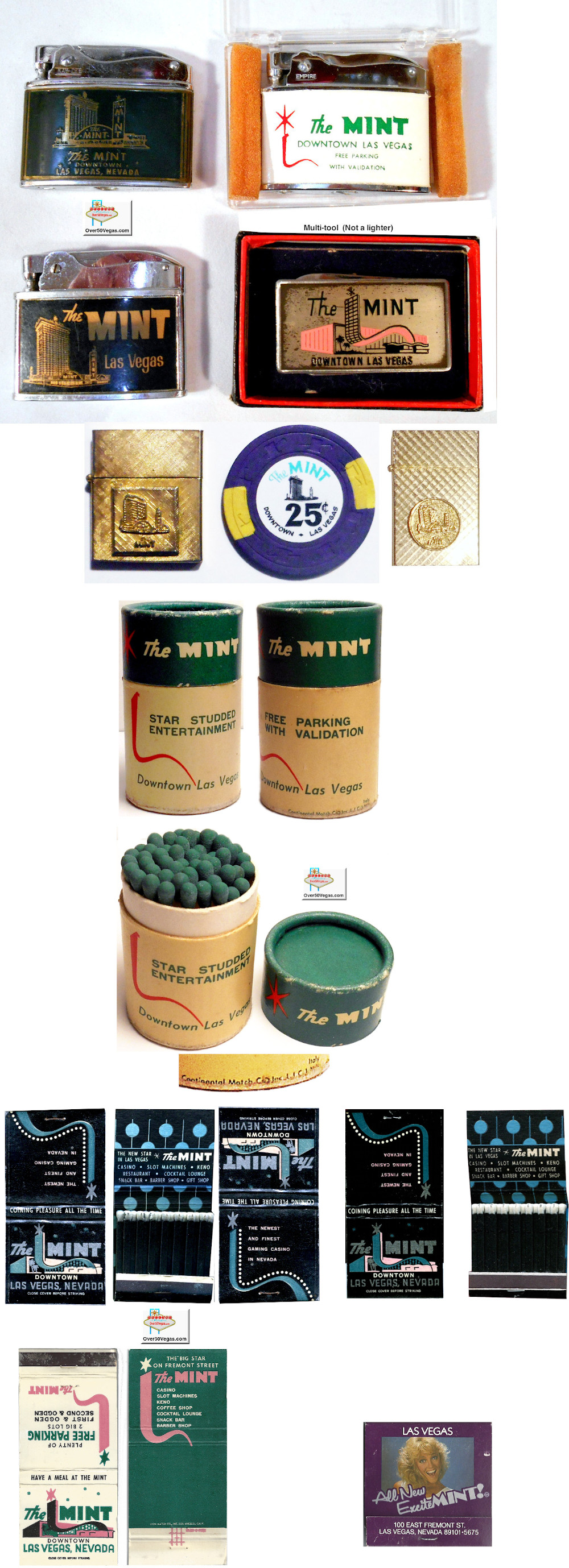 Mint Las Vegas Lighters, Matchbooks, multi-tool